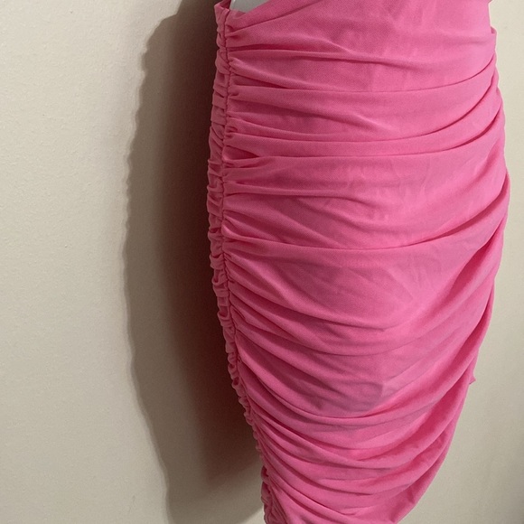 Hello Molly Vibrant Pink One-Shoulder Dress Cutout rushed by omen 6 event Y2K - Picture 10 of 15